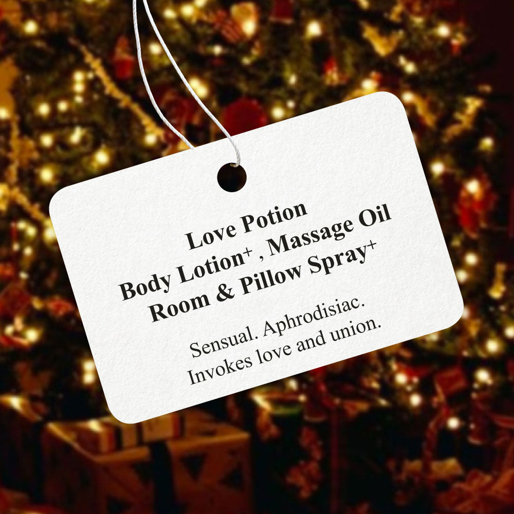 Love Potion Gift Set, includes Pillow Spray, Body Lotion and Sensuous Massage Oil+ - Hand Made with 100% Organic  Sunflower Seed, Jojoba Seed, Hemp Seed, Rose Geranium and Ylang Ylang Oils (SAVE £16)