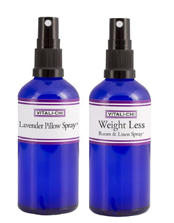 Vitali-Chi Lavender Pillow and Weight Loss Aura, Linen & Room Spray Bundle - with Lavender and Chamomile, Pink Grapefruit, Bergamot & Orange Pure Ess