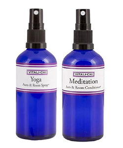 Vitali-Chi Meditations- und Yoga-Aura- &amp; Raumspray-Bundle – mit reinen ätherischen Ölen aus Lavendel und Elemiharz – 50 ml 