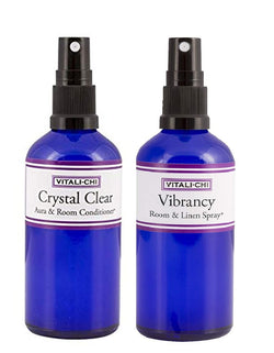 Vitali-Chi Crystal Clear and Vibrancy Aura, Linen & Room Spray Bundle - with TeaTree Lemon & Lemongrass Pure Essential Oils - 50ml