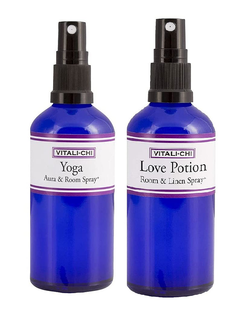 Vitali-Chi Love Potion und Yoga Aura, Linen &amp; Room Spray Bundle – mit Rose Geranium und Ylang Ylang, Lavender und Elemi Pure Essential Oils – 50ml 