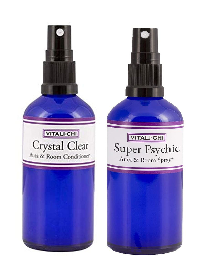 Vitali-Chi Crystal Clear and Super Psychic Aura & Room Spray Bundle - with TeaTree Lemon & Patchouli Pure Essential Oils - 50ml
