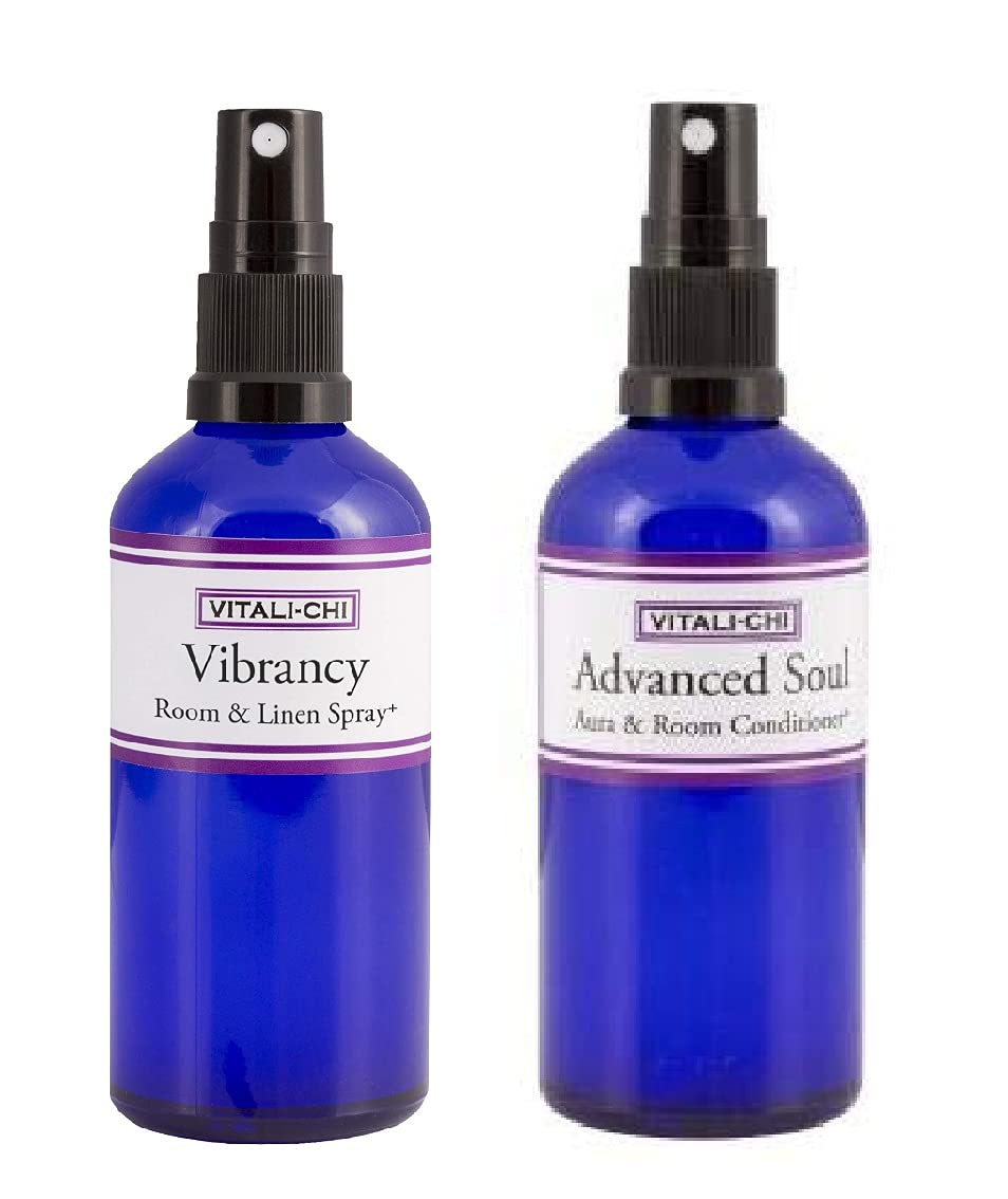Vitali-Chi Advanced Soul and Vibrancy Aura, Linen & Room Spray Bundle - with Ho Leaf and Frankincense, Lemongrass & Lemon Pure Essential Oils - 50ml