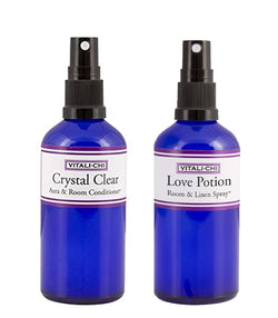 Vitali-Chi Crystal Clear und Love Potion Aura, Room &amp; Linen Spray Bundle – mit TeaTree Lemon, Rose Geranium und Ylang Ylang Pure Essential Oils – 50 ml 