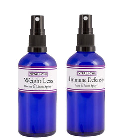 Vitali-Chi Immune Defense and Weight Loss Aura & Room Spray Bundle - with Teatree Lemon, Lemongrass, Pink Grapefruit, Bergamot & Orange Essential Oil