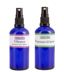 Vitali-Chi Peppermint Oil and Vibrancy Aura & Room Spray Bundle - with Spearmint & Peppermint, Lemongrass & Lemon Pure Essential Oils - 50ml