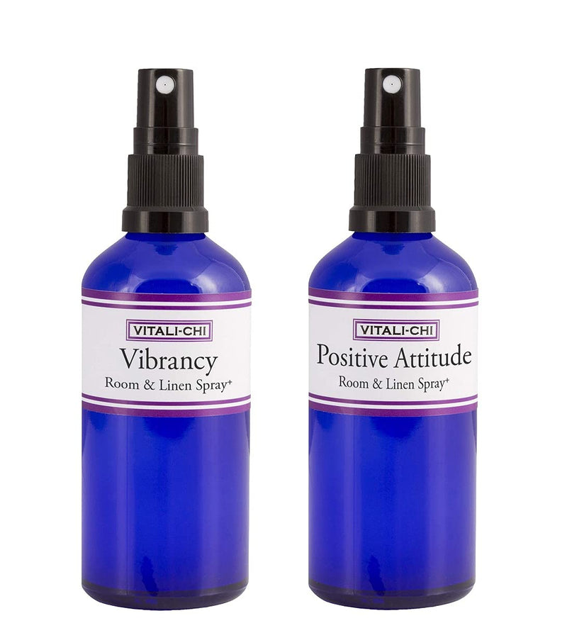 Vitali-Chi Positive Attitude 50 ml und Vibrancy 100 ml Aura &amp; Room Spray Bundle – mit reinen ätherischen Ölen aus Bergamotte und Mandarine, Zitronengras und Zitrone 