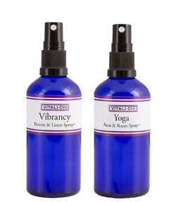 Vitali-Chi Vibrancy and Yoga Aura & Room Spray Bundle - with Lemon & Lemongrass, Lavender and Elemi Pure Essential Oils - 50ml