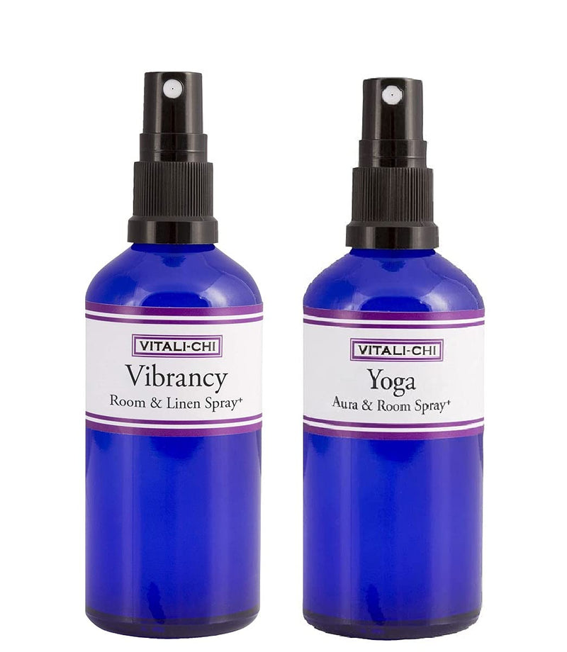 Vitali-Chi Vibrancy and Yoga Aura & Room Spray Bundle - with Lemon & Lemongrass, Lavender and Elemi Pure Essential Oils - 50ml