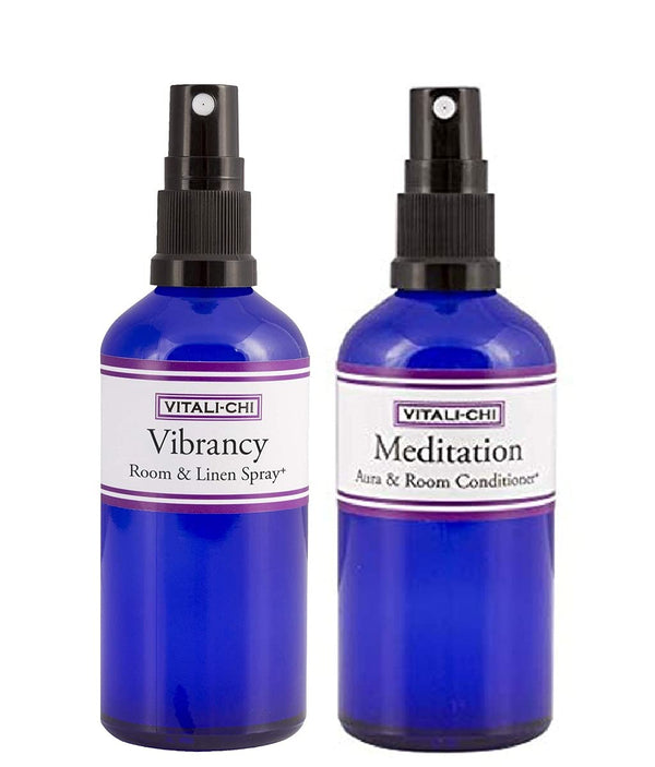Vitali-Chi Meditation and Vibrancy Aura &amp; Room Spray Bundle – mit reinen ätherischen Ölen aus Lavendel und Elemiharz, Zitronengras und Zitrone – 50 ml 