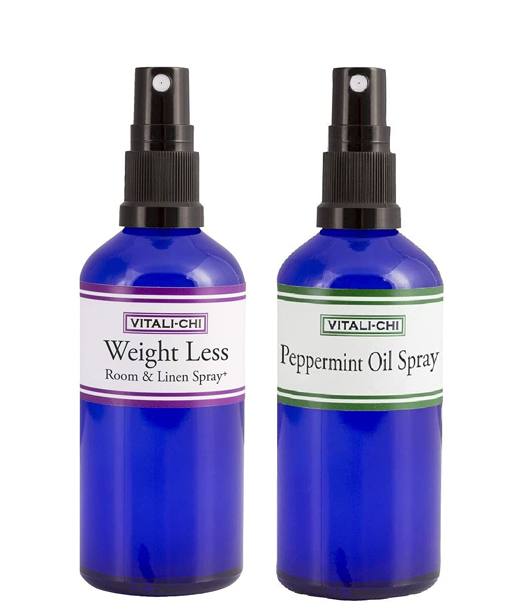 Vitali-Chi Peppermint Oil and Weight Loss Aura & Room Spray Bundle - with Spearmint & Peppermint, Pink Grapefruit, Bergamot & Orange Pure Essential O