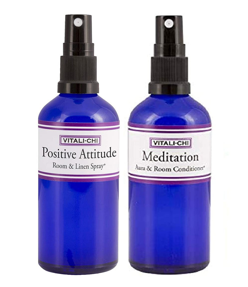 Struggling to Meditate and Stay Positive? Get Back On Top with Vitali-Chi Meditation & Positive Attitude Aura & Room Spray Bundle - Lavender and Elem