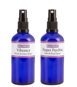 Vitali-Chi Super Psychic and Vibrancy Aura & Room Spray Bundle - with Lemon, Patchouli & Lemongrass Pure Essential Oils - 50ml