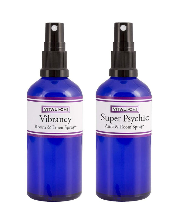 Vitali-Chi Super Psychic and Vibrancy Aura & Room Spray Bundle - with Lemon, Patchouli & Lemongrass Pure Essential Oils - 50ml