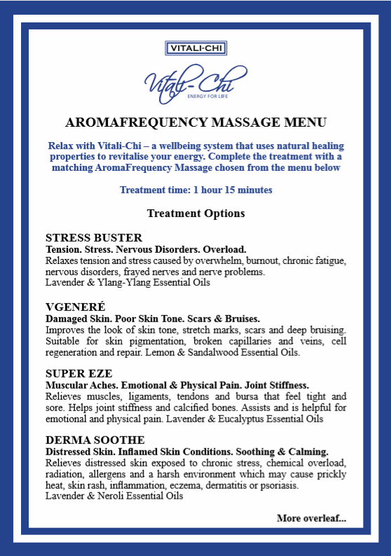 AromaFrequency Massage Package - Vitali-Chi - Pure and Natural