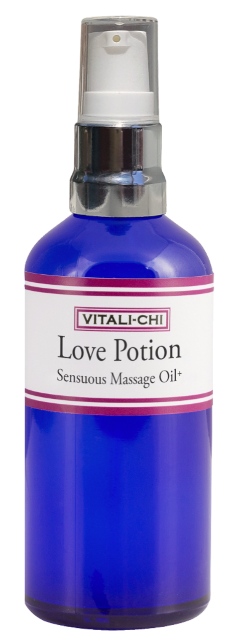 Love Potion Sensuous Massage Oil+ - Handgemacht mit 100% Bio-Sonnenblumenkern-, Jojobasamen-, Hanfsamen-, Rosengeranium- und Ylang-Ylang-Ölen